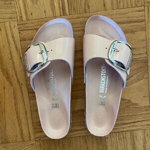Birkenstock Size 39 Madrid Big Buckle Sandal Light Pink High Shine Silver Buckle